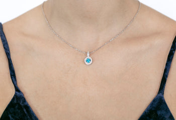 Viola Pendant Teal and White Zirconia Stones - benitojewelry